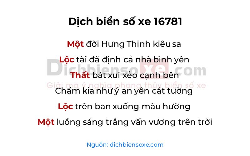 Dịch thơ biển số 16781