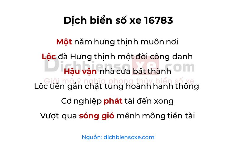 Dịch thơ biển số 16783