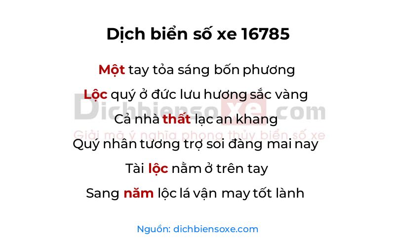 Dịch thơ biển số 16785