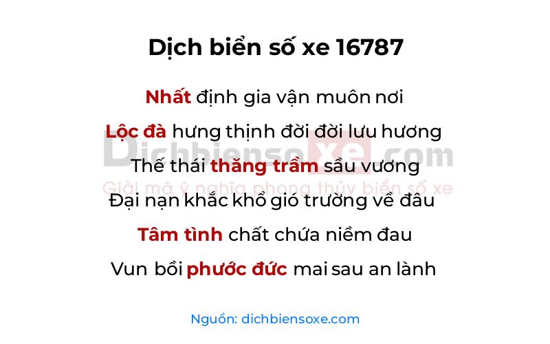 Dịch thơ biển số 16787