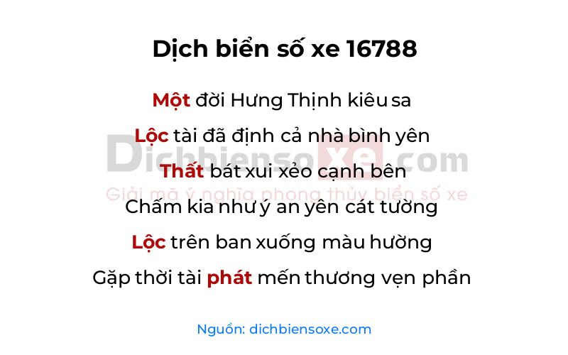 Dịch thơ biển số 16788