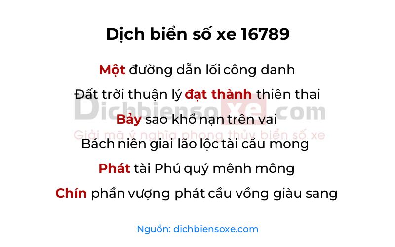 Dịch thơ biển số 16789