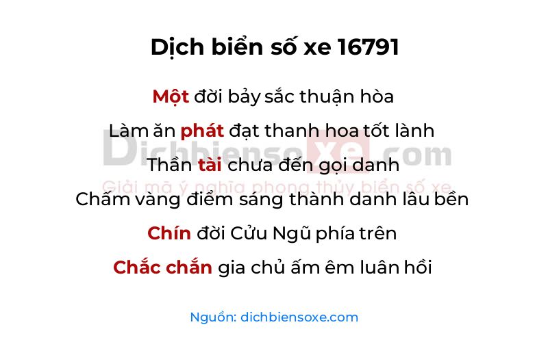Dịch thơ biển số 16791