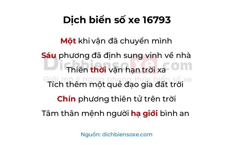 Dịch thơ biển số 16793