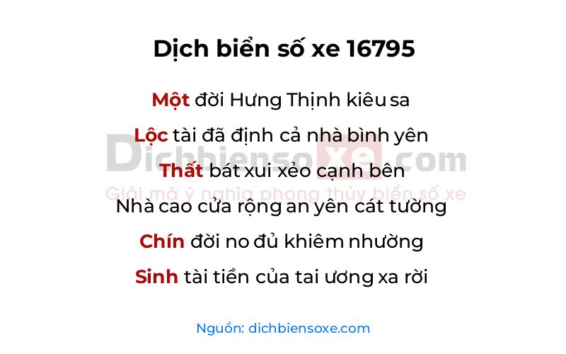 Dịch thơ biển số 16795