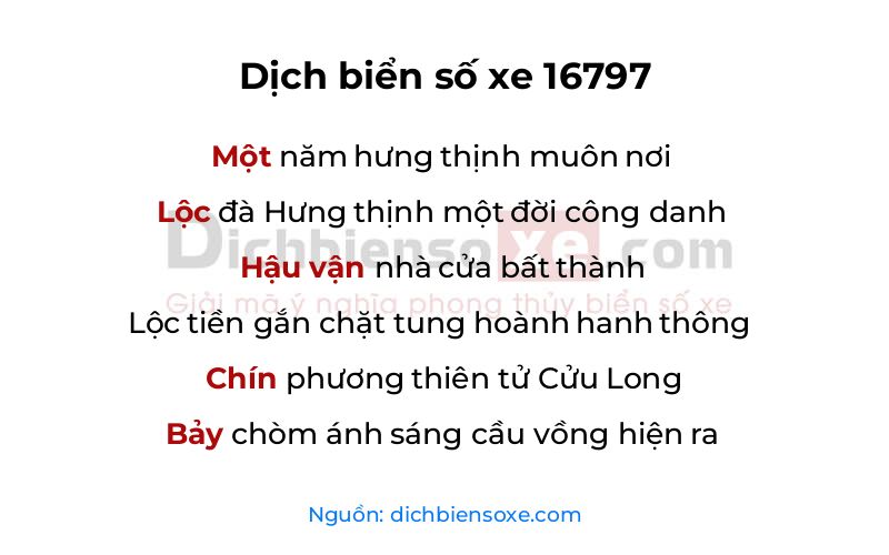 Dịch thơ biển số 16797