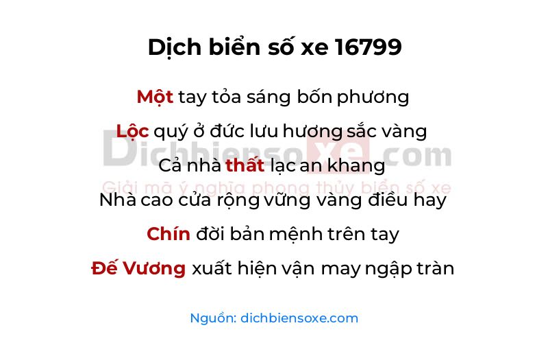 Dịch thơ biển số 16799