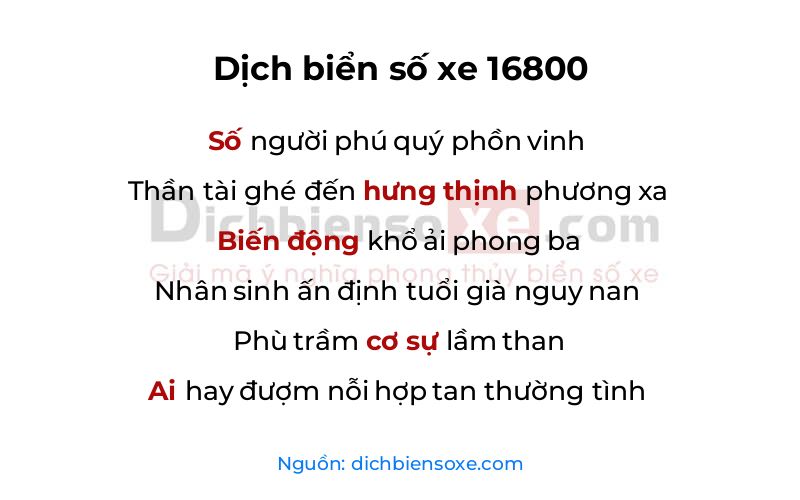 Dịch thơ biển số 16800