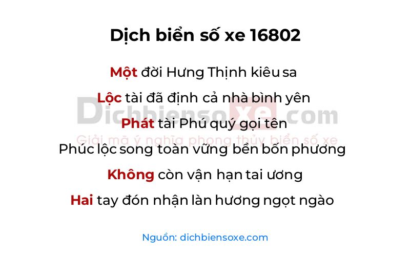 Dịch thơ biển số 16802