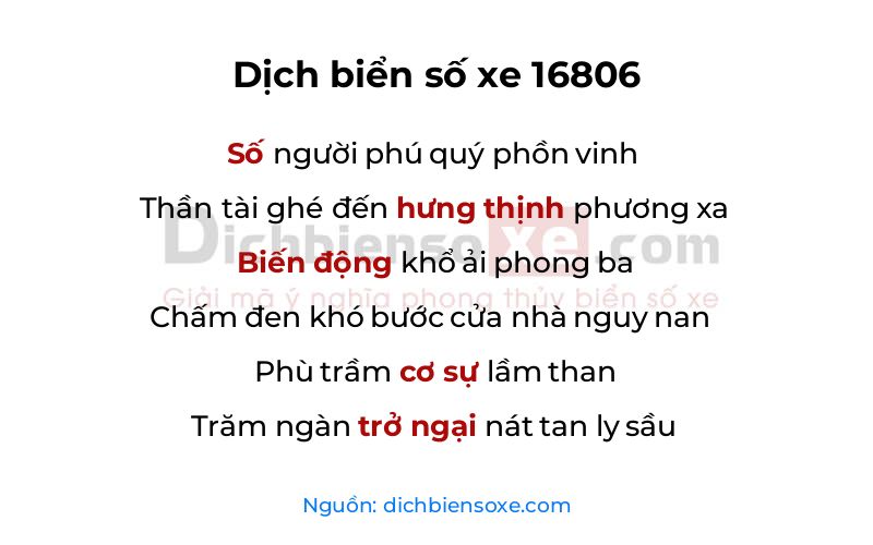 Dịch thơ biển số 16806