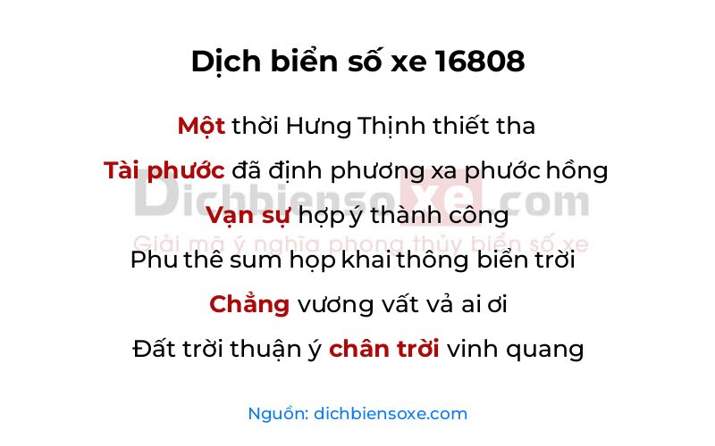 Dịch thơ biển số 16808
