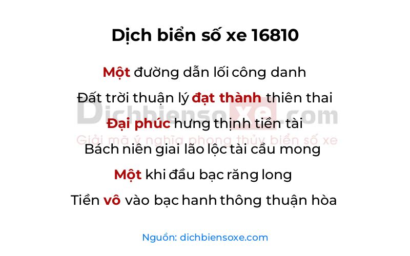 Dịch thơ biển số 16810