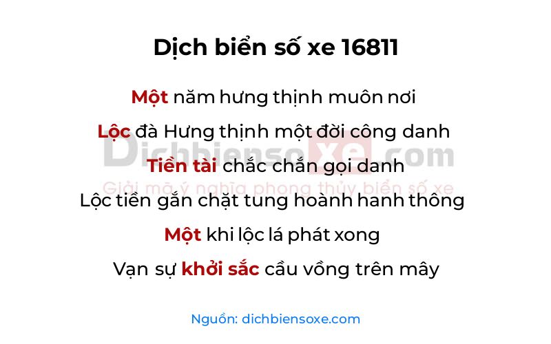 Dịch thơ biển số 16811