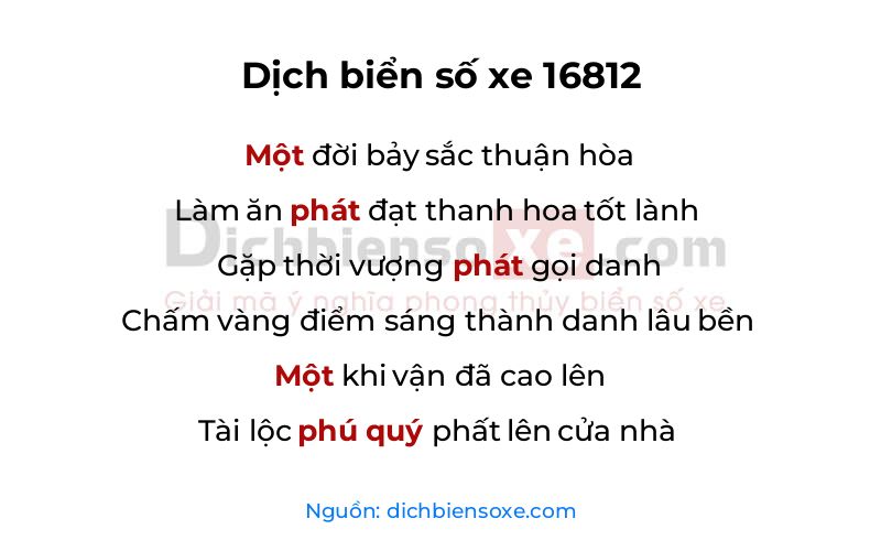 Dịch thơ biển số 16812