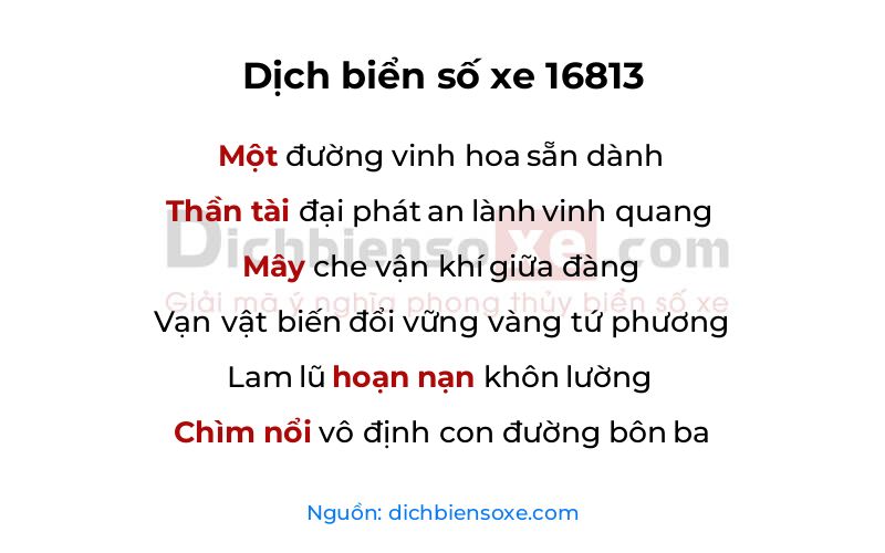 Dịch thơ biển số 16813