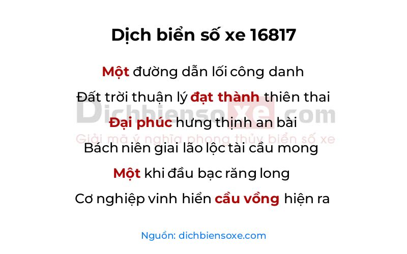 Dịch thơ biển số 16817