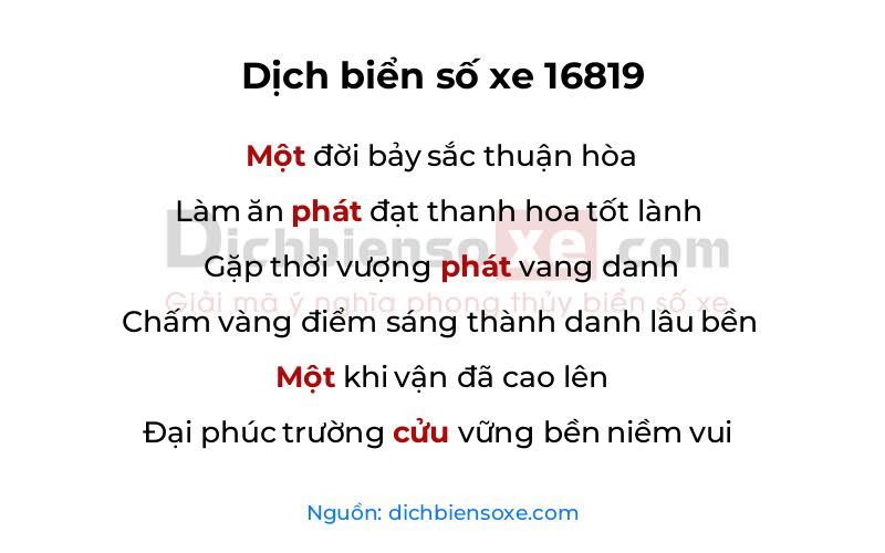 Dịch thơ biển số 16819