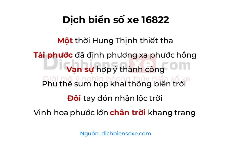 Dịch thơ biển số 16822