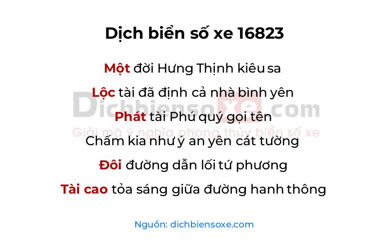 Dịch thơ biển số 16823