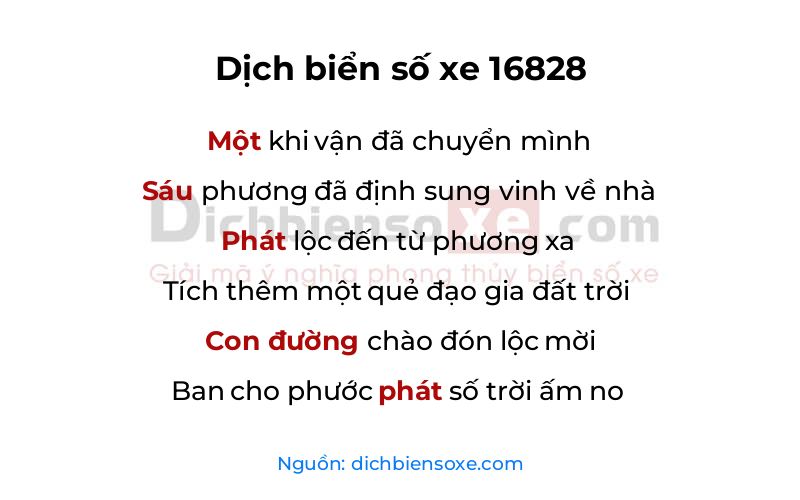 Dịch thơ biển số 16828