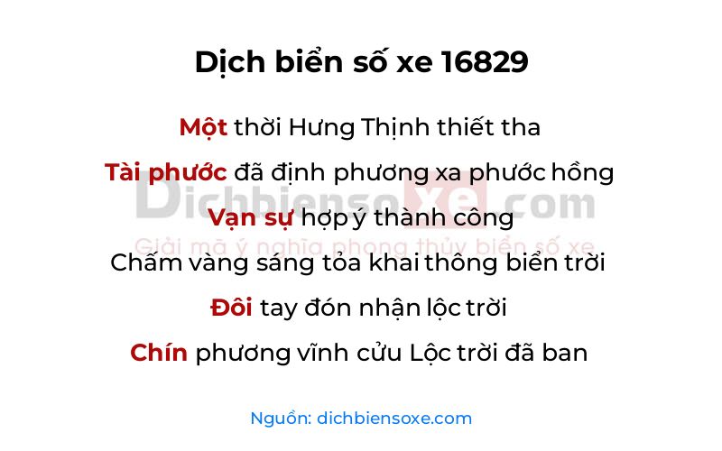 Dịch thơ biển số 16829