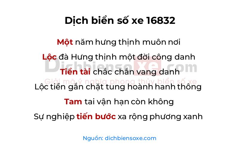 Dịch thơ biển số 16832