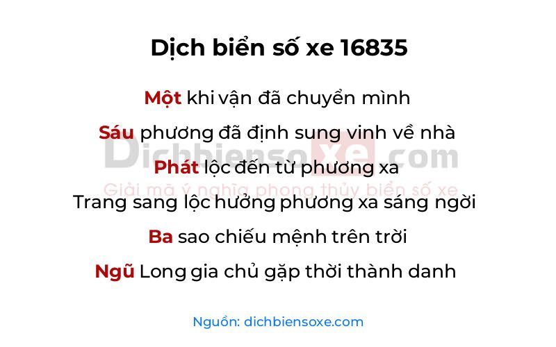 Dịch thơ biển số 16835