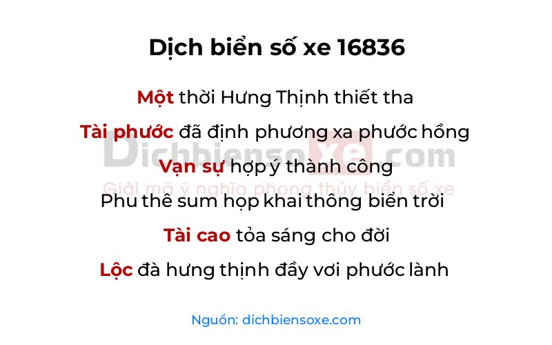 Dịch thơ biển số 16836