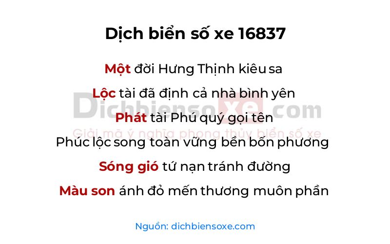 Dịch thơ biển số 16837