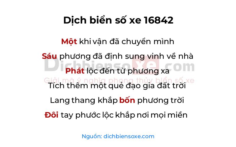 Dịch thơ biển số 16842