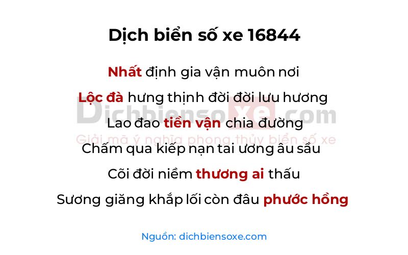 Dịch thơ biển số 16844