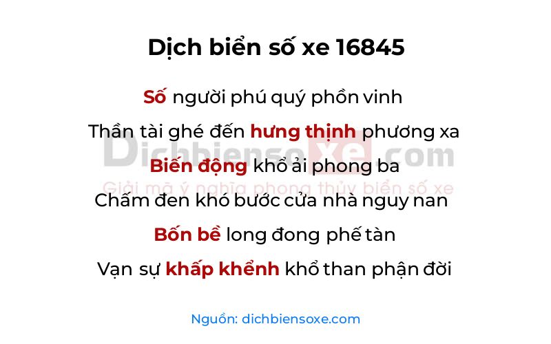 Dịch thơ biển số 16845