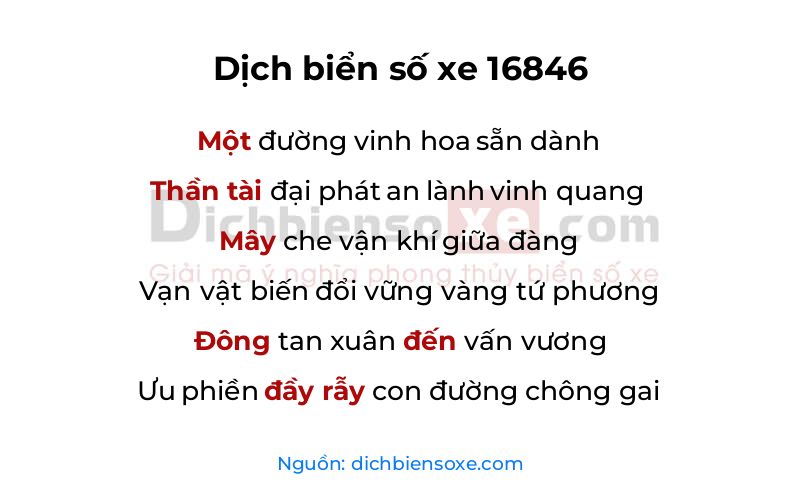 Dịch thơ biển số 16846