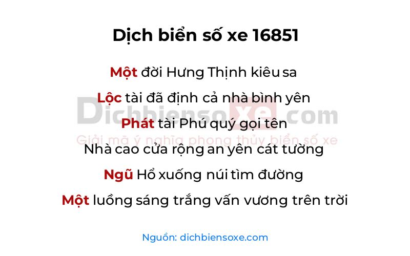 Dịch thơ biển số 16851