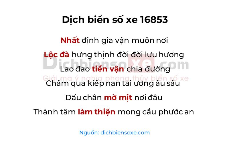 Dịch thơ biển số 16853