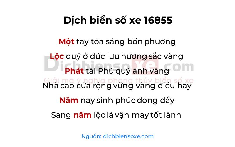 Dịch thơ biển số 16855