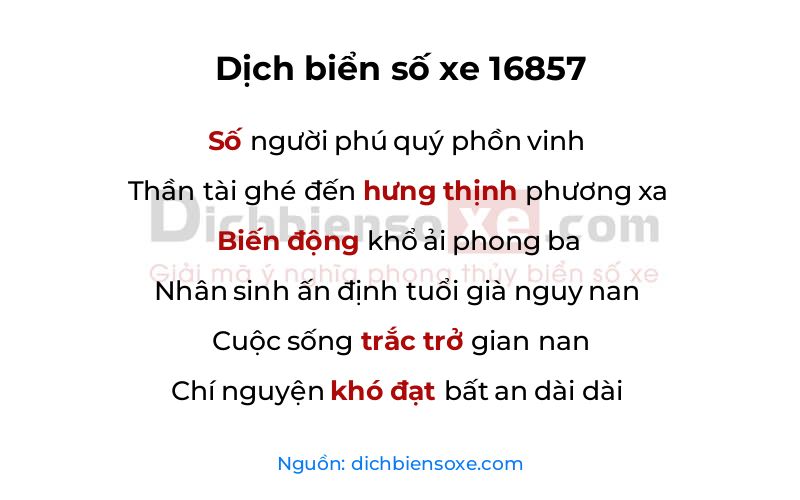 Dịch thơ biển số 16857