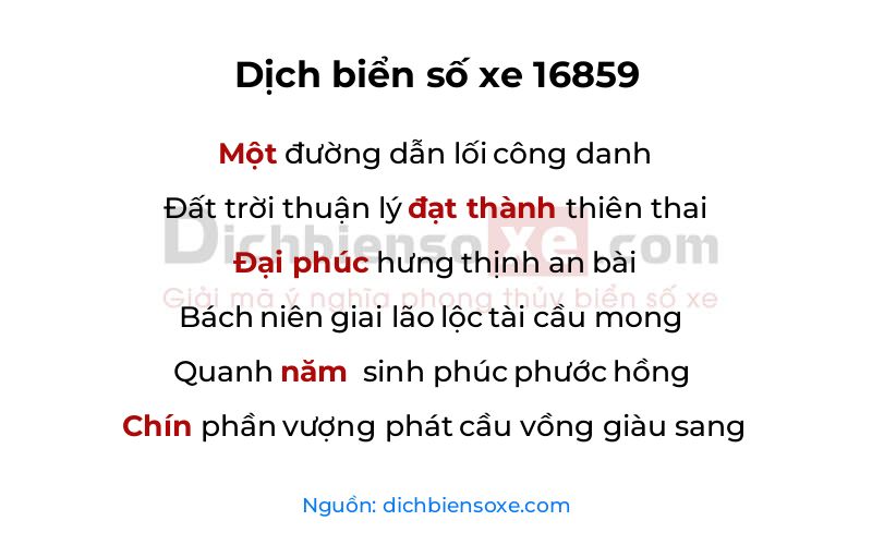 Dịch thơ biển số 16859