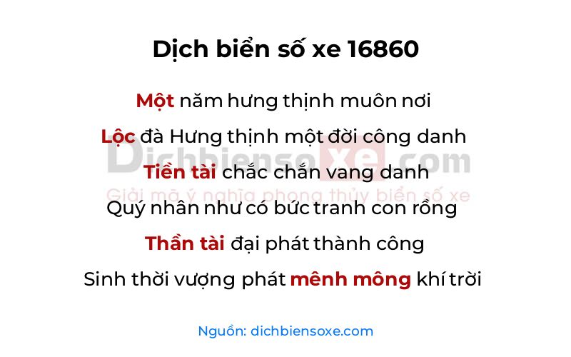 Dịch thơ biển số 16860