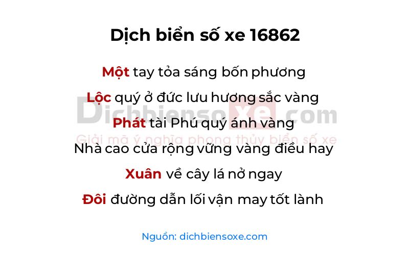 Dịch thơ biển số 16862
