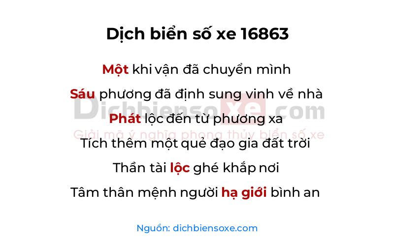 Dịch thơ biển số 16863