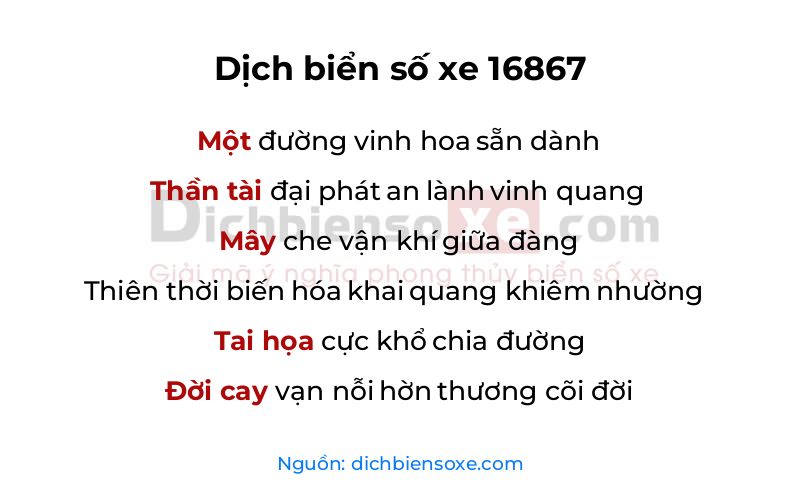 Dịch thơ biển số 16867