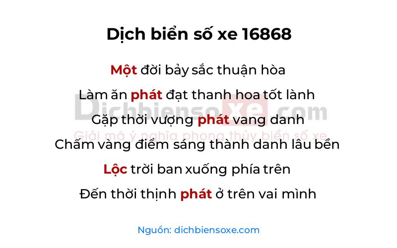 Dịch thơ biển số 16868