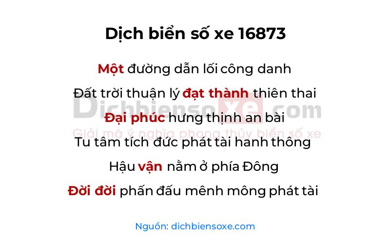 Dịch thơ biển số 16873