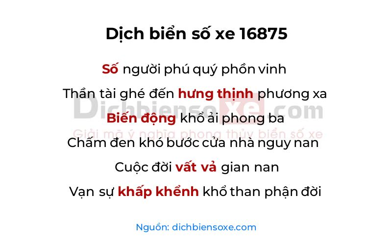 Dịch thơ biển số 16875