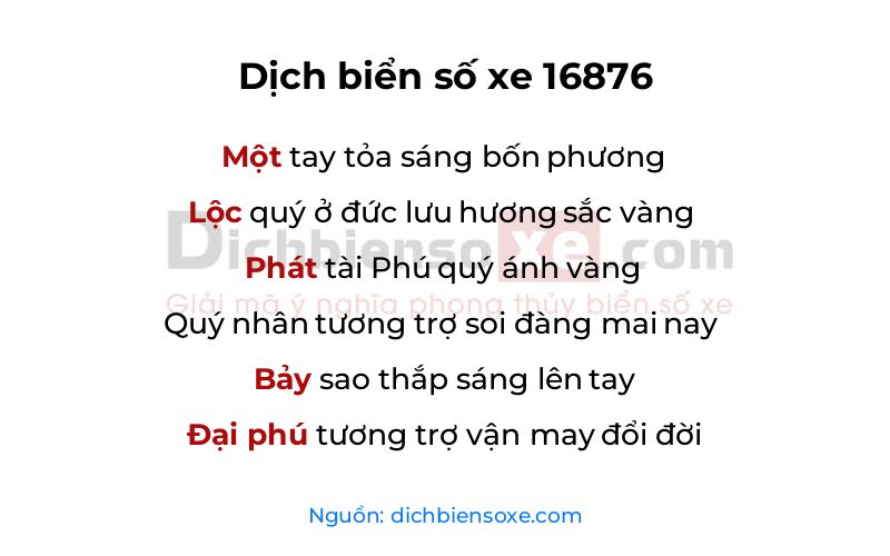 Dịch thơ biển số 16876