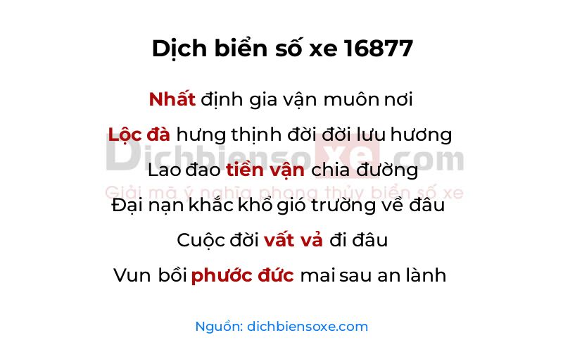 Dịch thơ biển số 16877