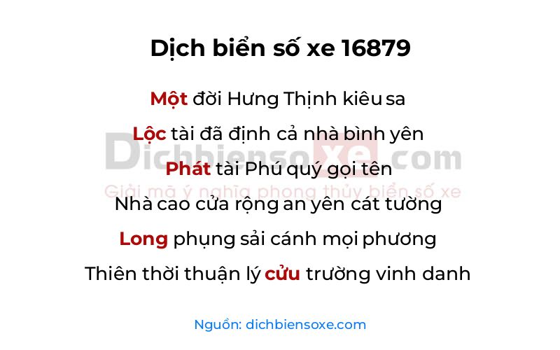 Dịch thơ biển số 16879