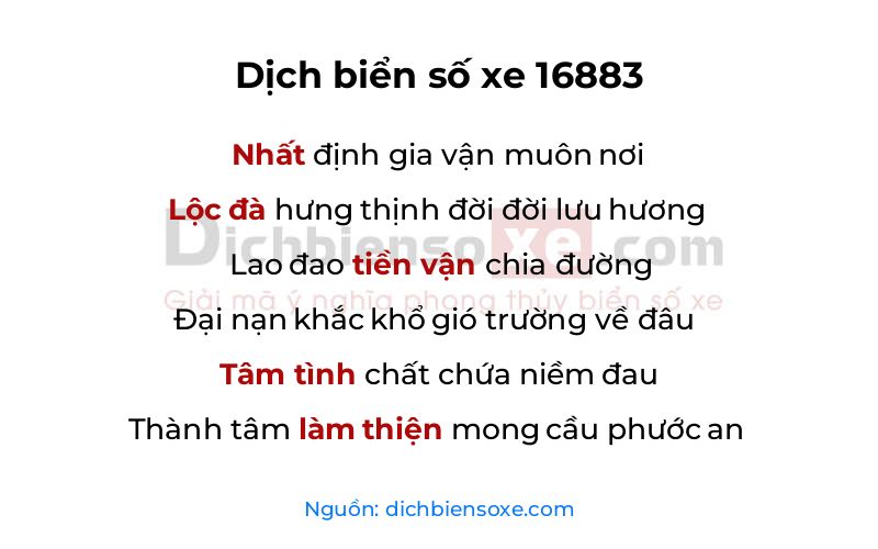 Dịch thơ biển số 16883