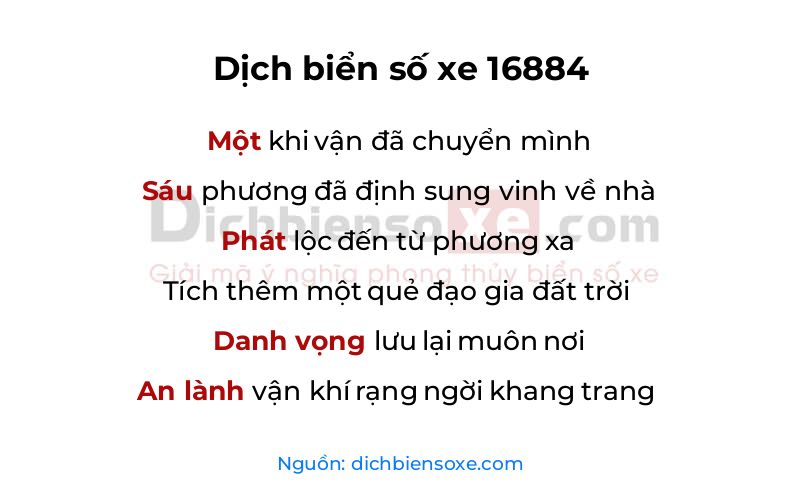 Dịch thơ biển số 16884